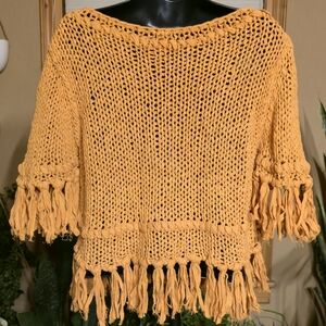 Free People Golden Fringe Sweater